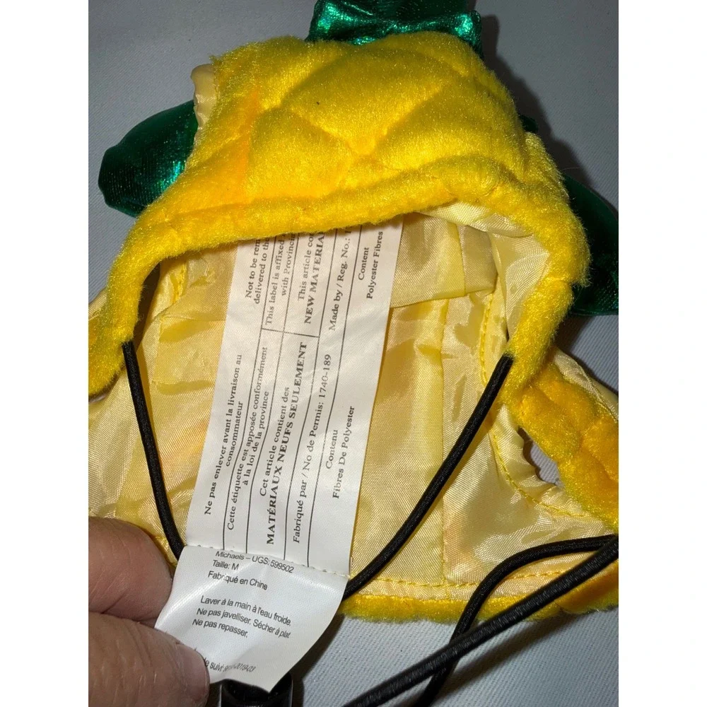 Michaels Pet‎ Pineapple Costume Yellow Quilted Plush 2 Piece Set Size Medium